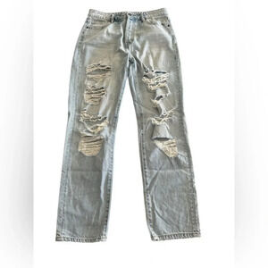 Hidden Jean Distressed High Rise Straight Leg Button Fly Size 28 0002